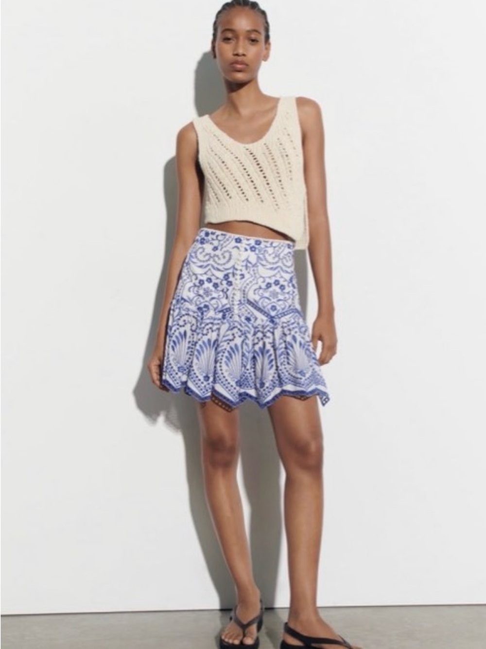 Zara Embroidered Mini Skirt Floral